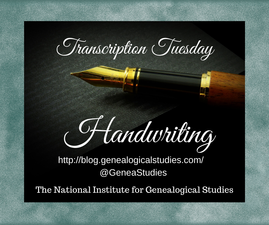 Transcription Tuesday – Handwriting