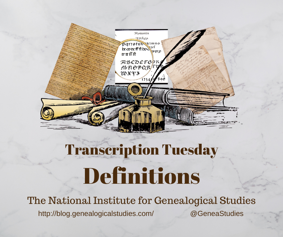 Transcription Tuesday – Definitions