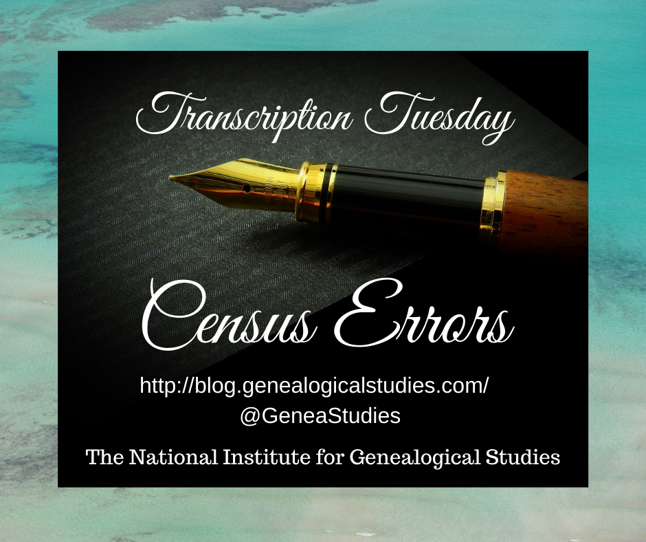 Transcription Tuesday – Census Errors