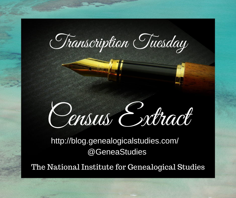 Transcription Tuesday – Census Extract
