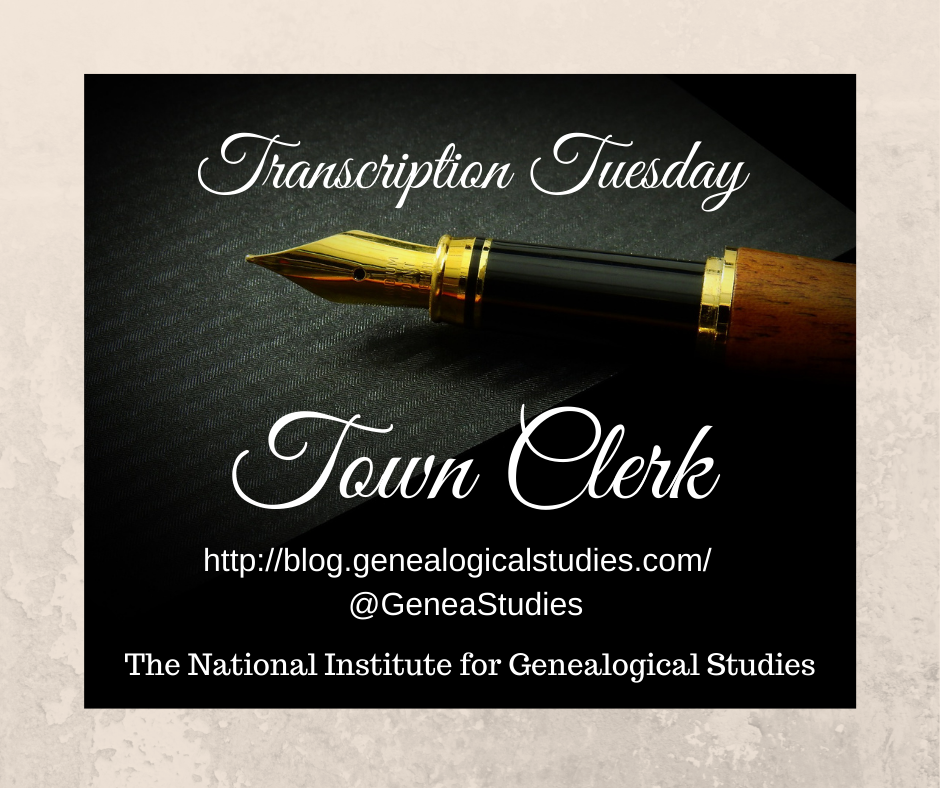 Transcription Tuesday – Town Clerk