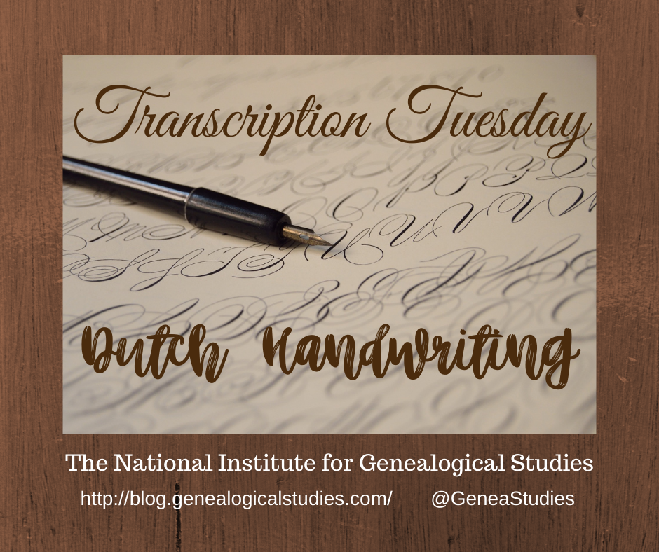 Transcription Tuesday Dutch Handwriting