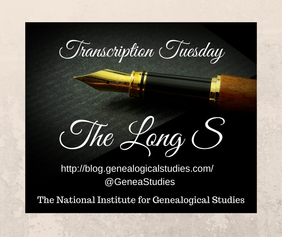 Transcription Tuesday – The Long S